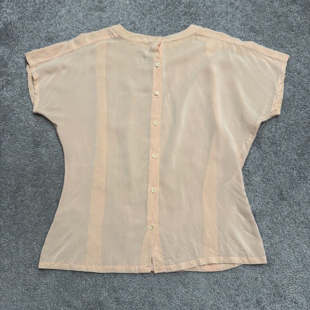 Michelle Stuart Vintage 90's Sheer Silk Blouse Womens 10 Peach Button Up Top Y2K